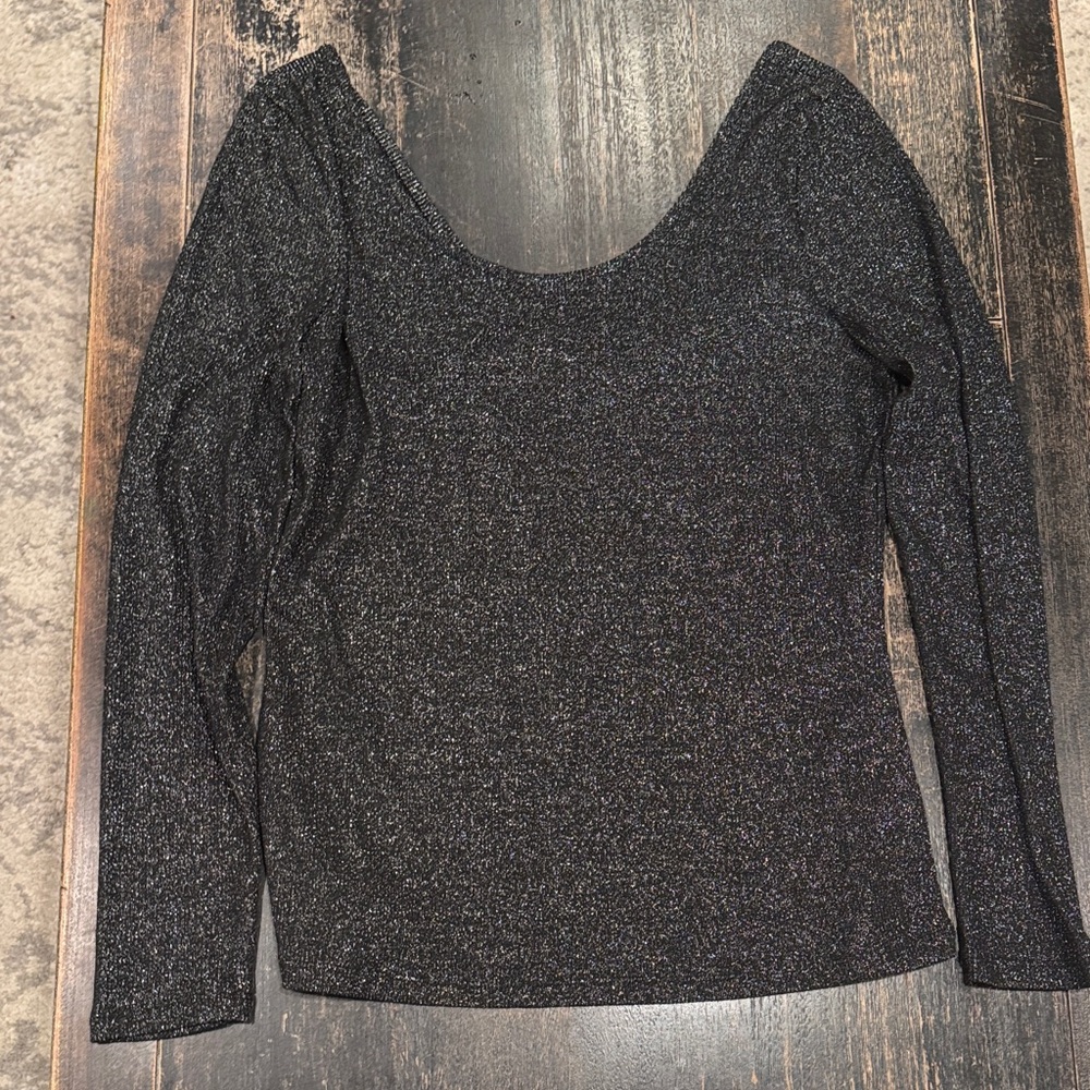 Who What Wear Glittery Black Top